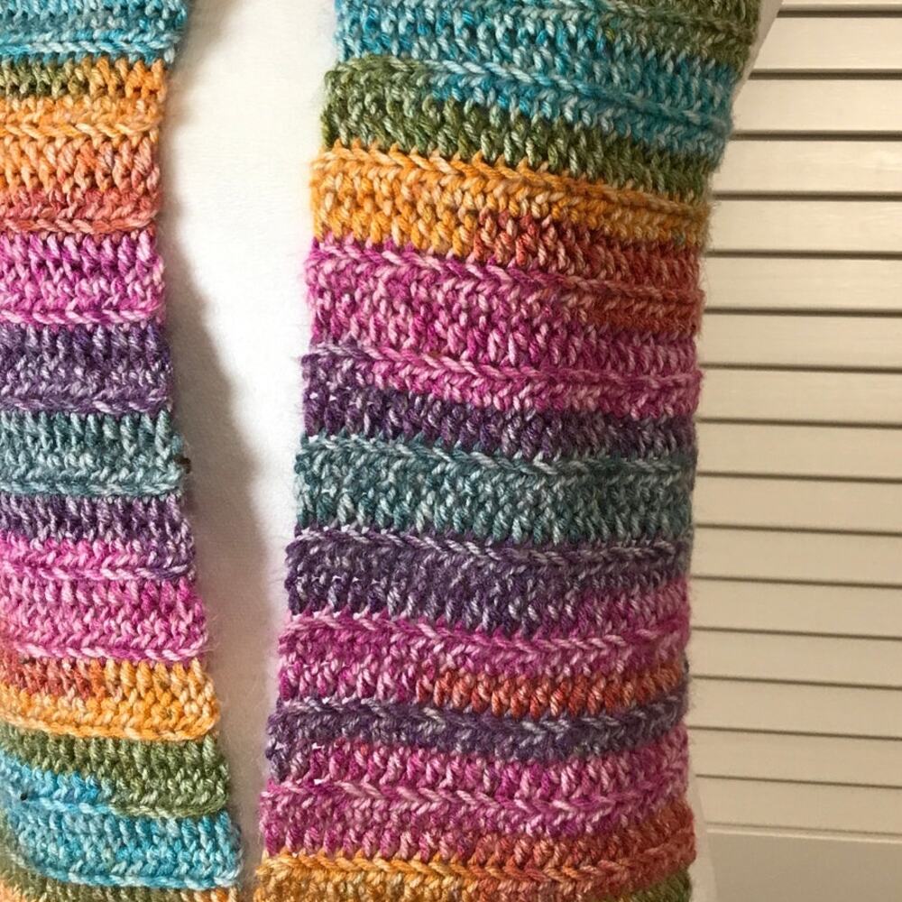 NWT Handmade Crocheted Multicolor Textured Beanie & Scarf 54” - Picture 3 of 4